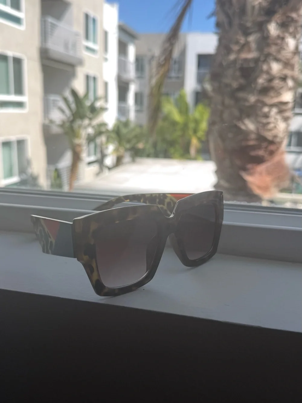 Square Sunglasses in Tortoise with Orange Accent